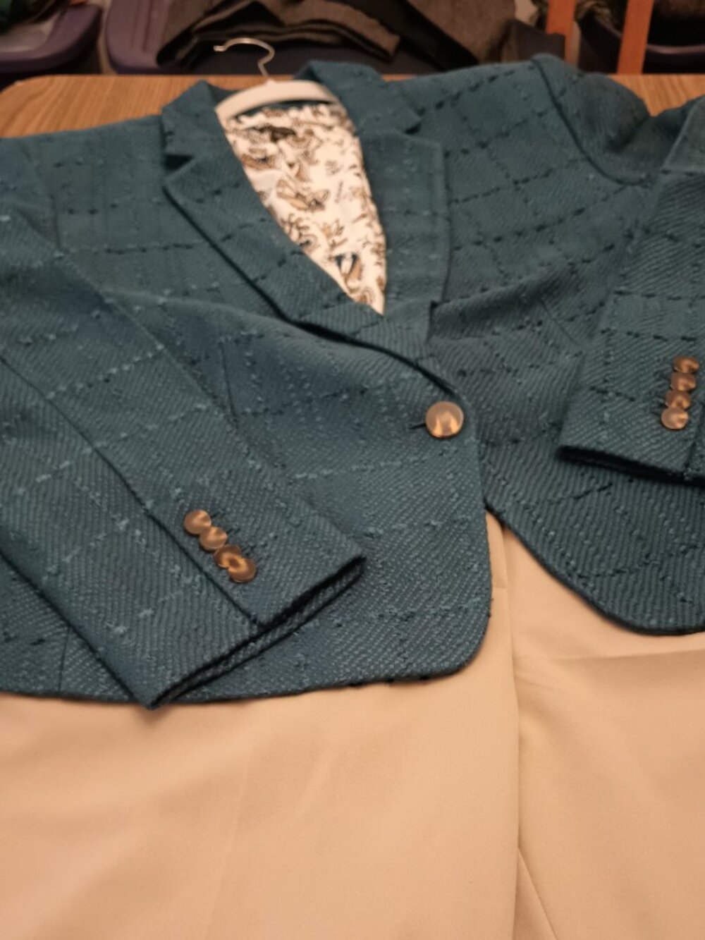 Ann Taylor Size 16/18 Teal Blue Tweed Blazer (NWT)